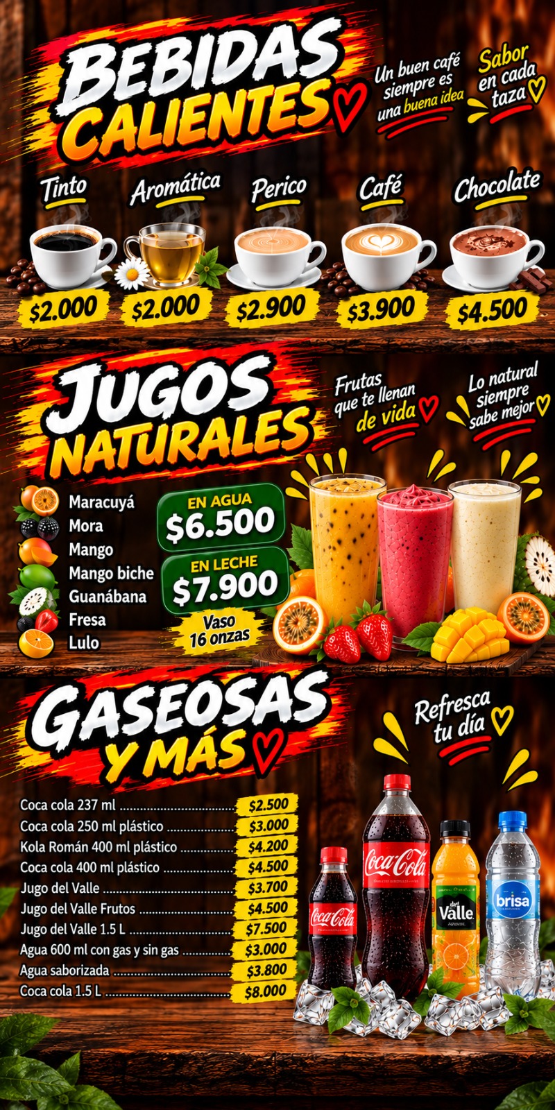 Carta Bebidas y Jugos